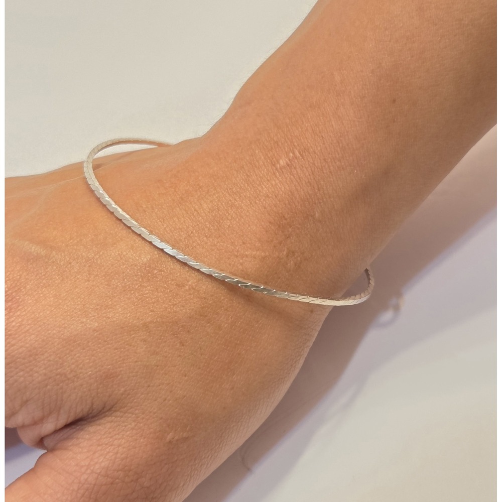 Sterling Silver Twist Bangle Bracelet 925 8.25"